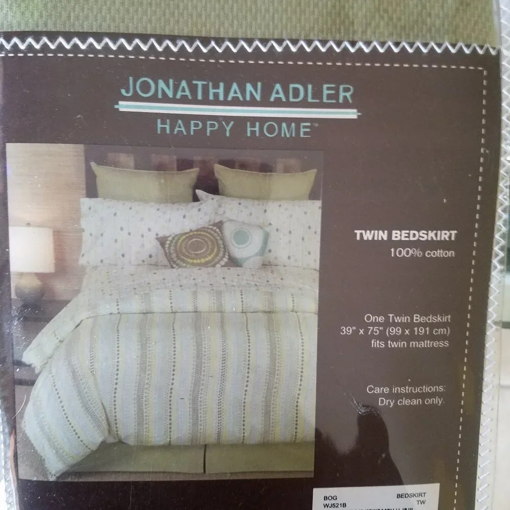 Jonathan Adler Twin Bedskirt Sage Green